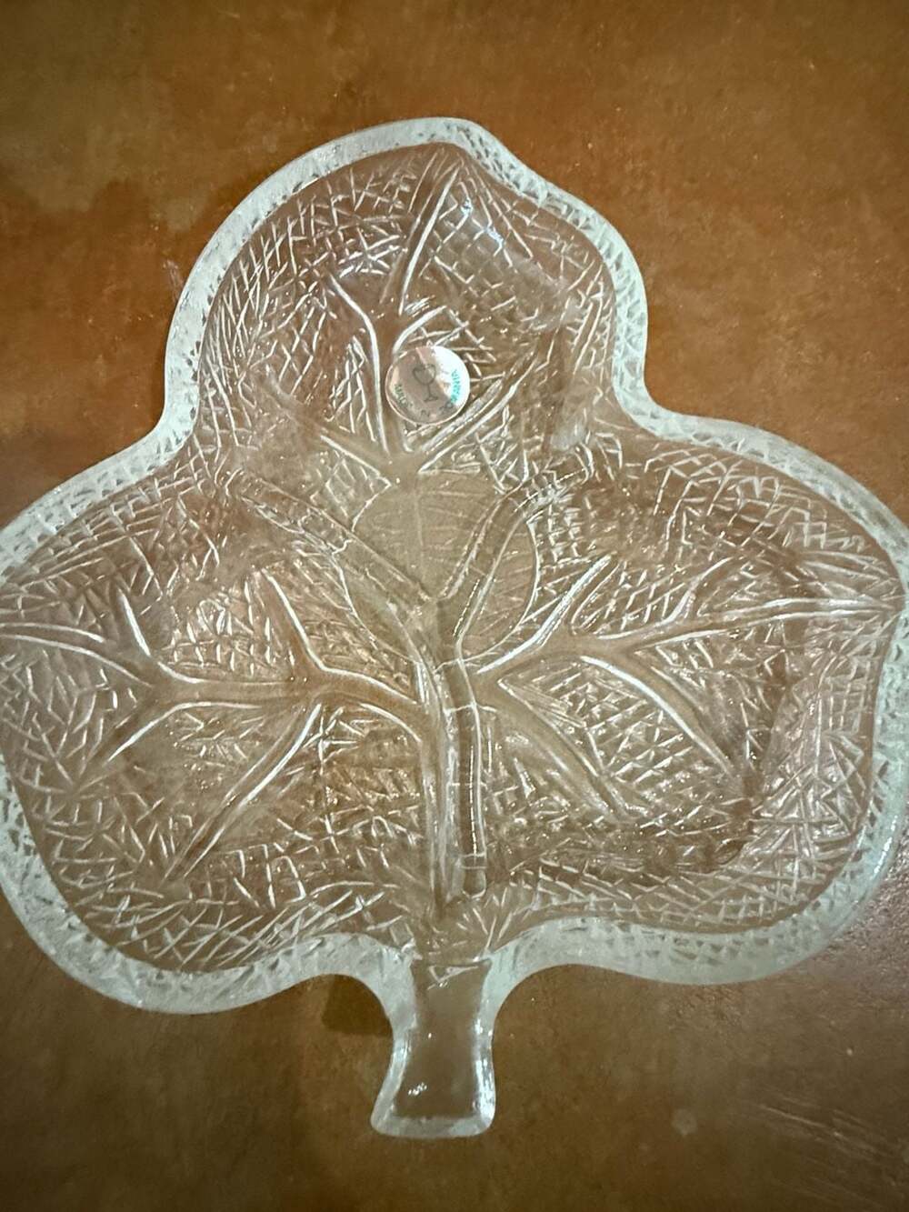 Alco Industries Vintage Crystal All Purpose Leaf Dish No. 0021 Made in Romania